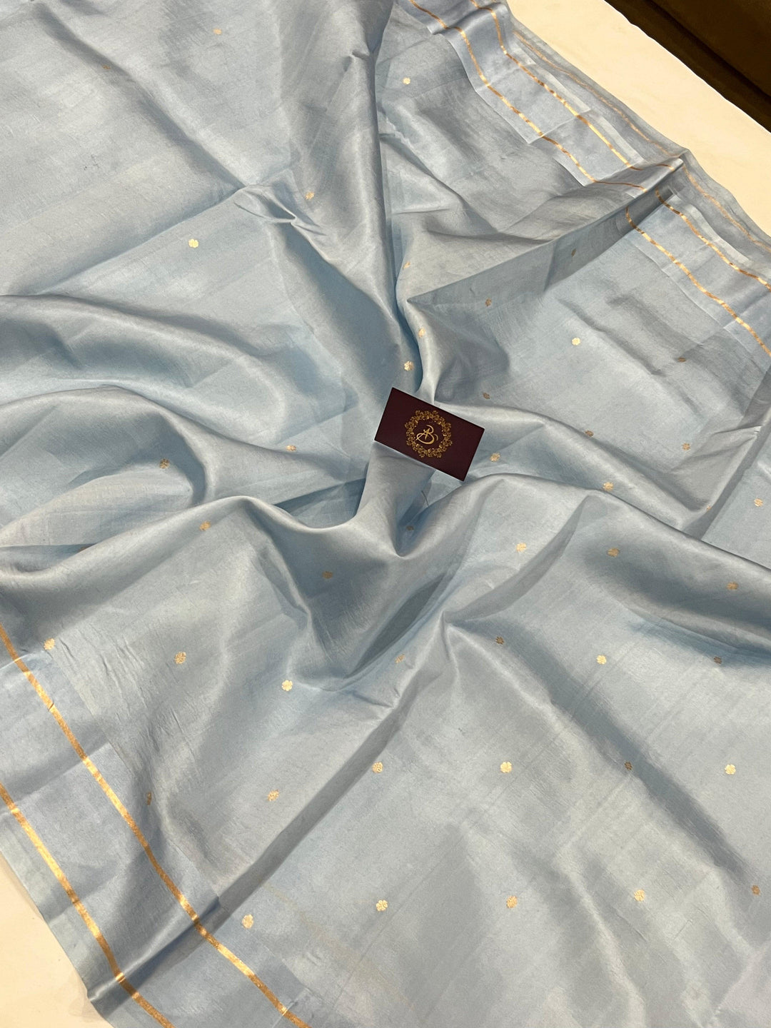 Pale Blue Pure Banarasi Handloom Silk Saree - Aura Benaras