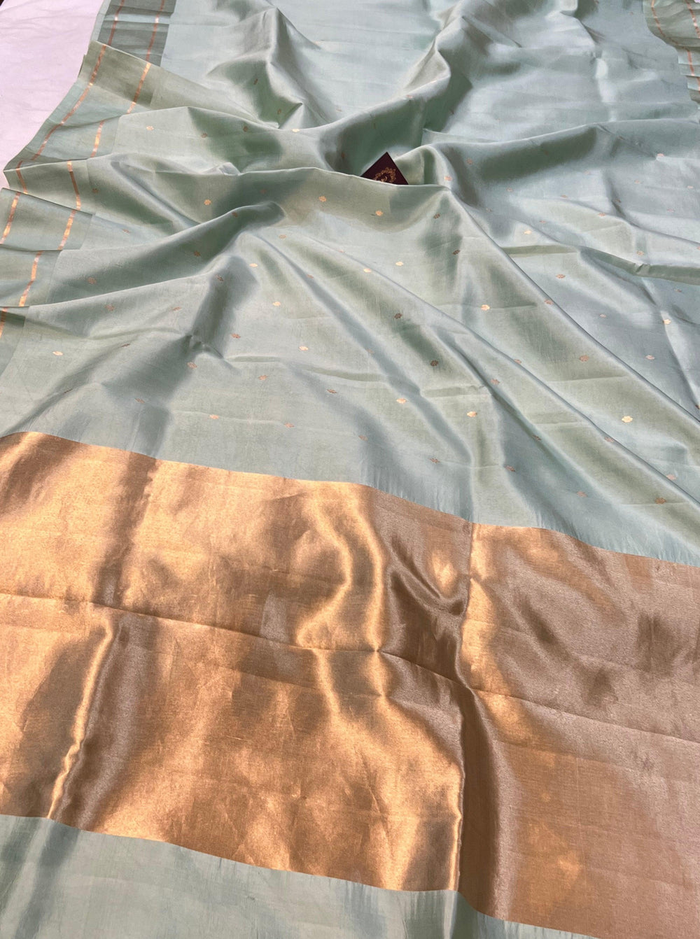 Pale Sea Green Pure Banarasi Handloom Silk Saree - Aura Benaras