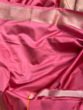 Onion Pink Pure Banarasi Handloom Katan Satin Silk Saree - Aura Benaras