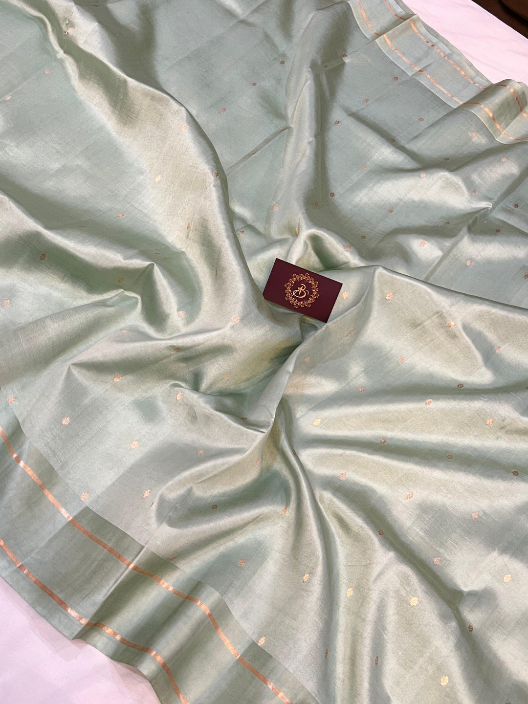 Pale Sea Green Pure Banarasi Handloom Silk Saree - Aura Benaras