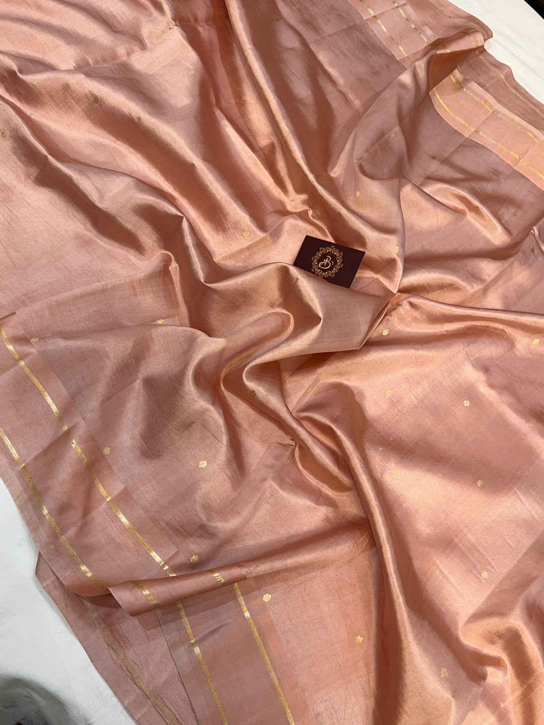 Old rose Pure Banarasi Handloom Silk Saree - Aura Benaras