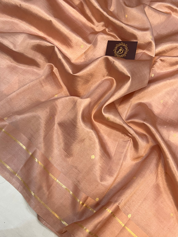 Old rose Pure Banarasi Handloom Silk Saree - Aura Benaras