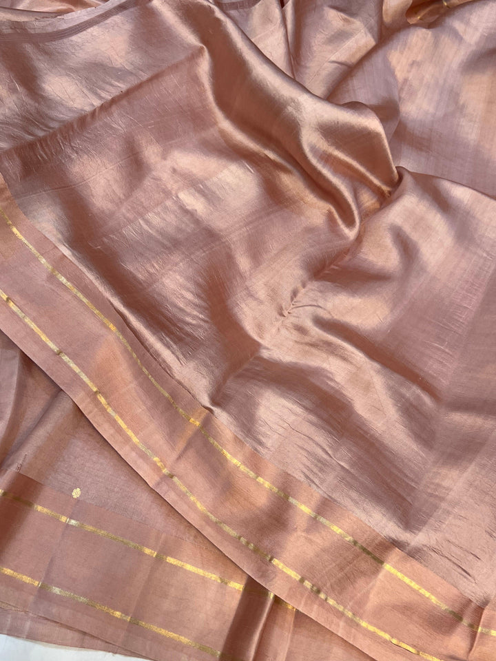 Old rose Pure Banarasi Handloom Silk Saree - Aura Benaras