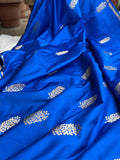 Blue Banarasi Handloom Katan Satin Silk Saree - Aura Benaras