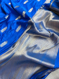 Blue Banarasi Handloom Katan Satin Silk Saree - Aura Benaras