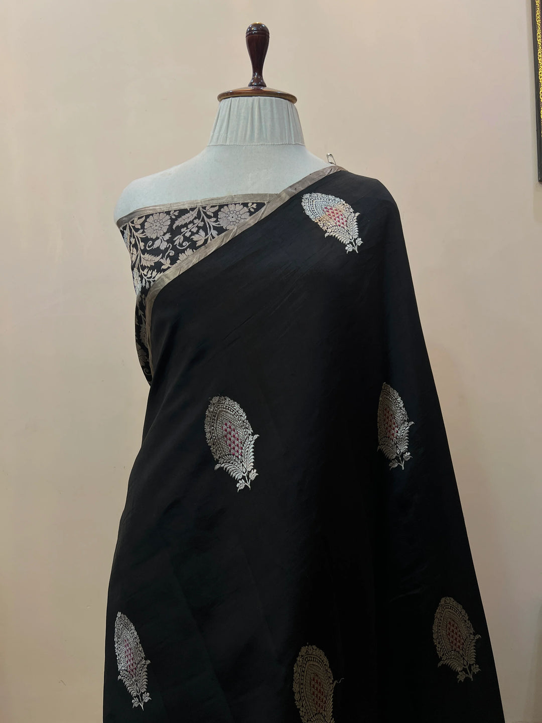 Black Pure Silk Handloom Banarasi Saree