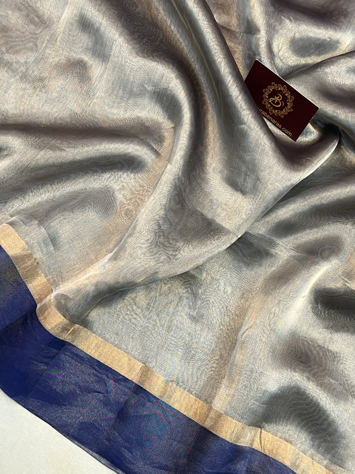 Navy Blue Pure Tissue Silk Handloom Banarasi Saree