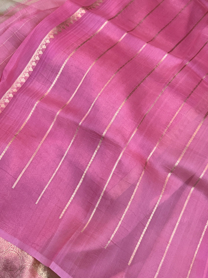 Pastel Yellow Pure Kora Silk Handloom Banarasi Saree