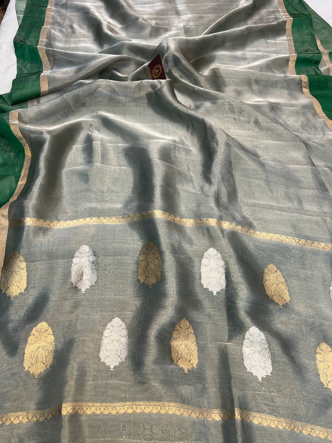 Green Iktara Tissue Silk Saree with Mashru Border