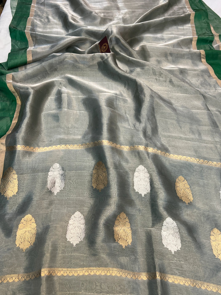 Green Iktara Tissue Silk Saree with Mashru Border
