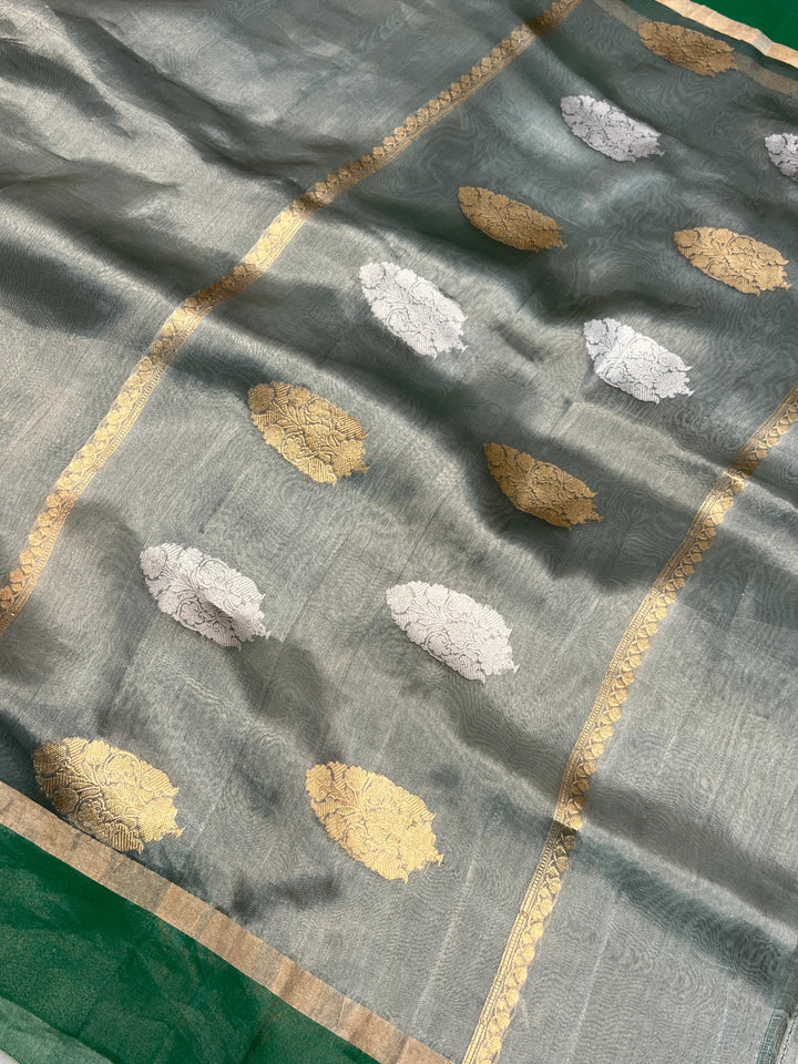 Green Iktara Tissue Silk Saree with Mashru Border