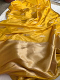 Yellow Banarasi Handloom Katan Satin Silk Saree - Aura Benaras