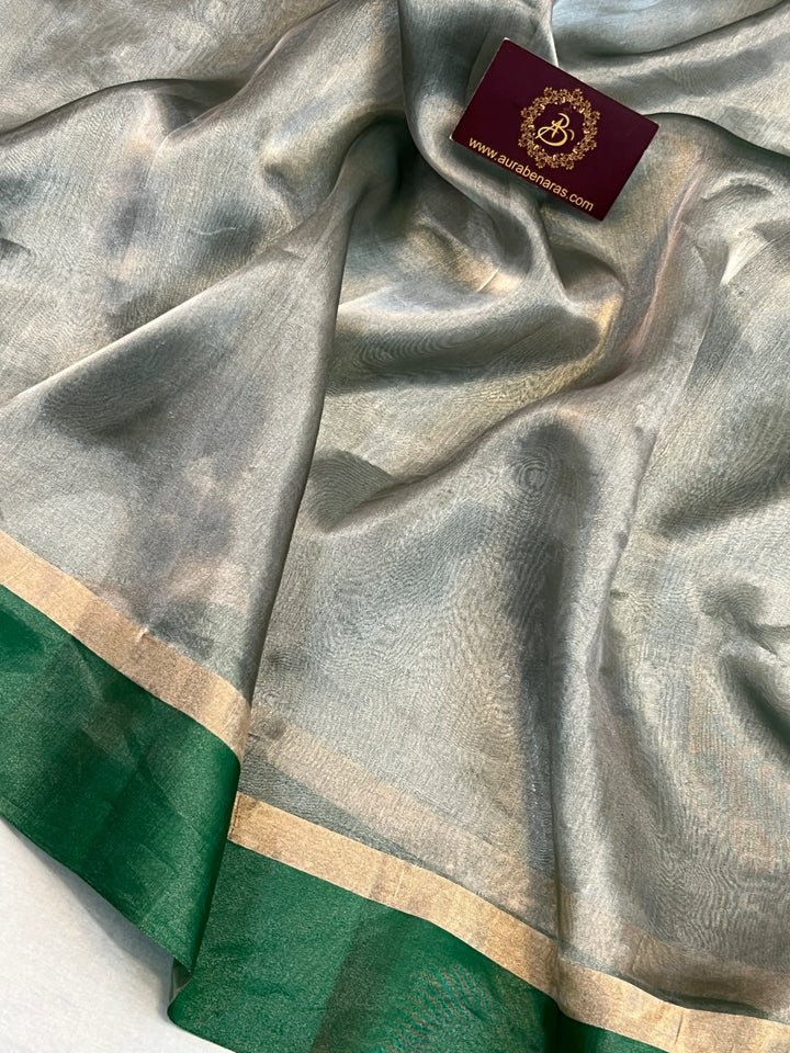 Green Iktara Tissue Silk Saree with Mashru Border