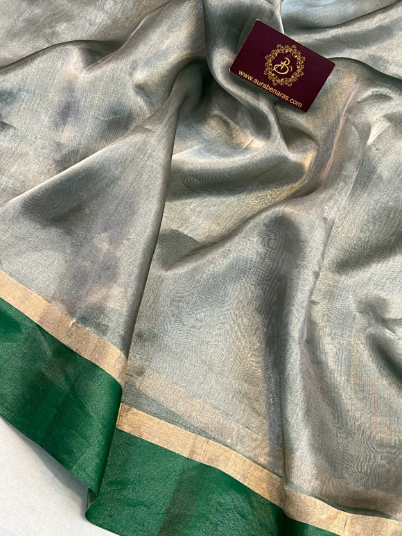 Green Iktara Tissue Silk Saree with Mashru Border