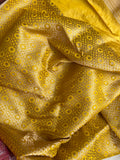 Yellow Banarasi Handloom Katan Satin Silk Saree - Aura Benaras