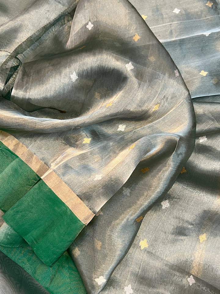 Green Iktara Tissue Silk Saree with Mashru Border