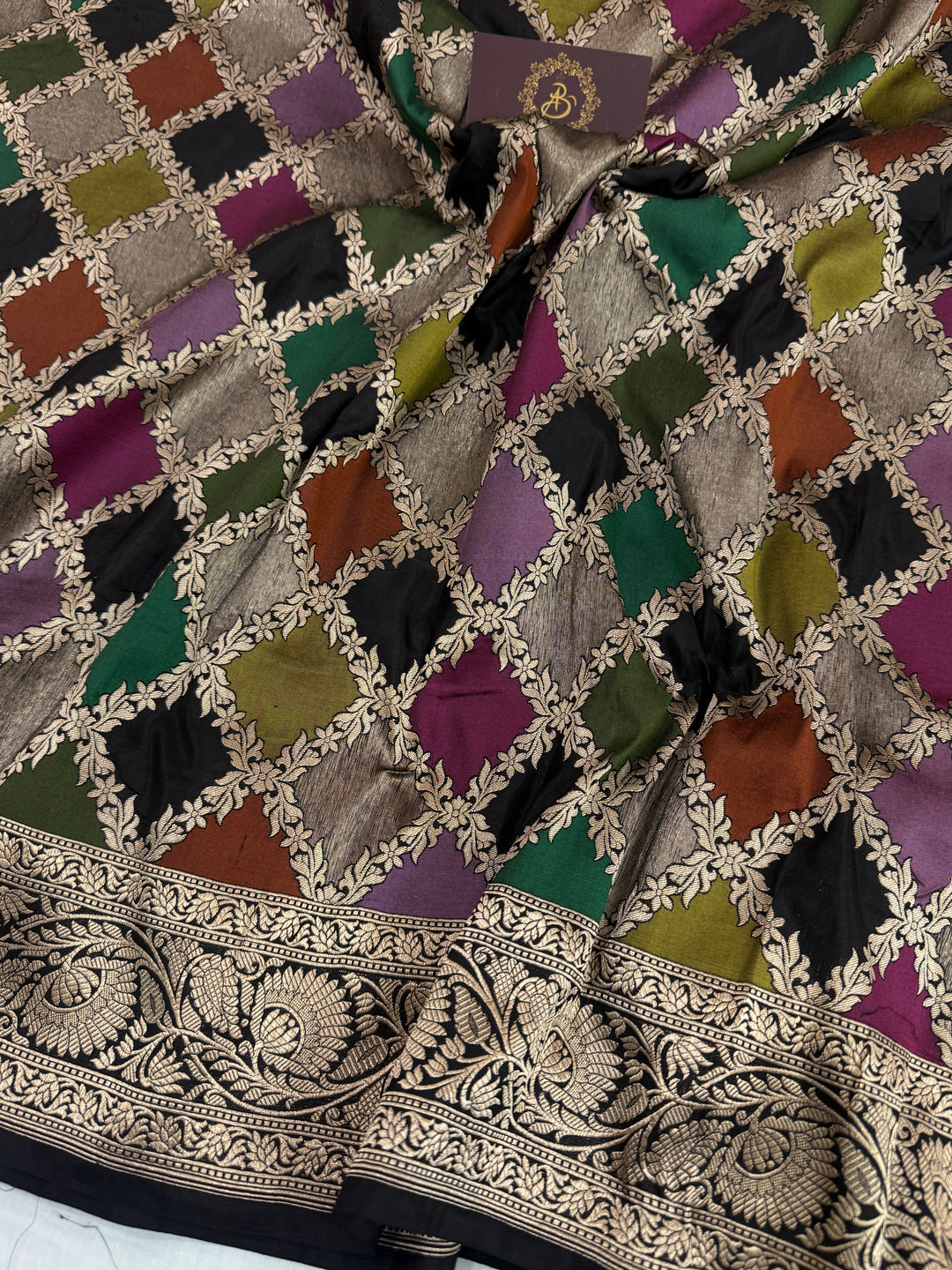 Black Rangkaat Pure Katan Silk Banarasi Handloom Saree