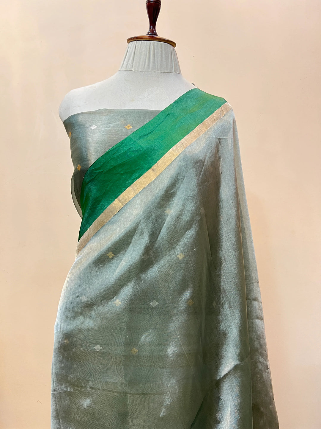 Green Iktara Tissue Silk Saree with Mashru Border