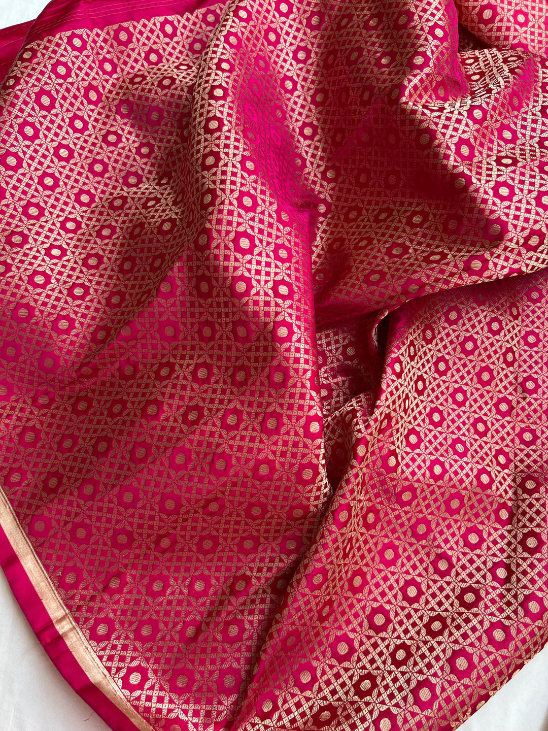 Rani Pink Banarasi Handloom Katan Satin Silk Saree - Aura Benaras