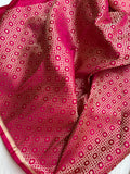 Rani Pink Banarasi Handloom Katan Satin Silk Saree - Aura Benaras