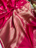 Rani Pink Banarasi Handloom Katan Satin Silk Saree - Aura Benaras