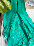 Sea Green Banarasi Handloom Katan Satin Silk Saree - Aura Benaras