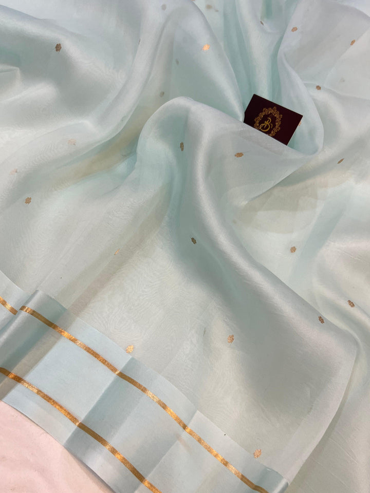 Pani Blue Pure Banarasi Handloom Silk Saree - Aura Benaras