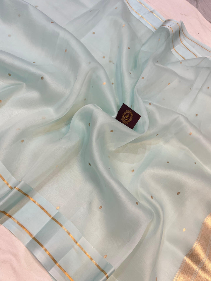 Pani Blue Pure Banarasi Handloom Silk Saree - Aura Benaras