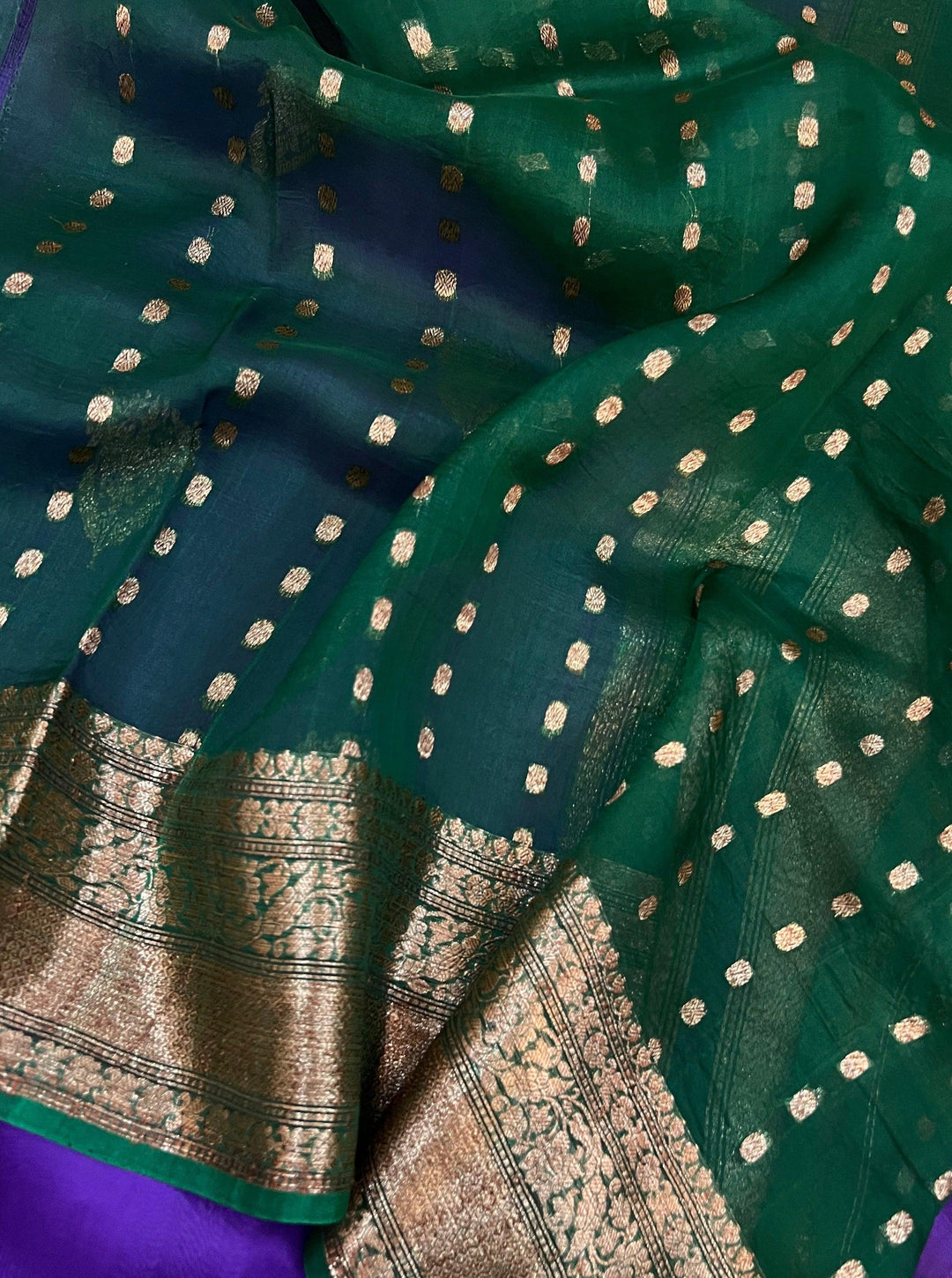 Purple Banarasi Handloom Kora Silk Saree - Aura Benaras