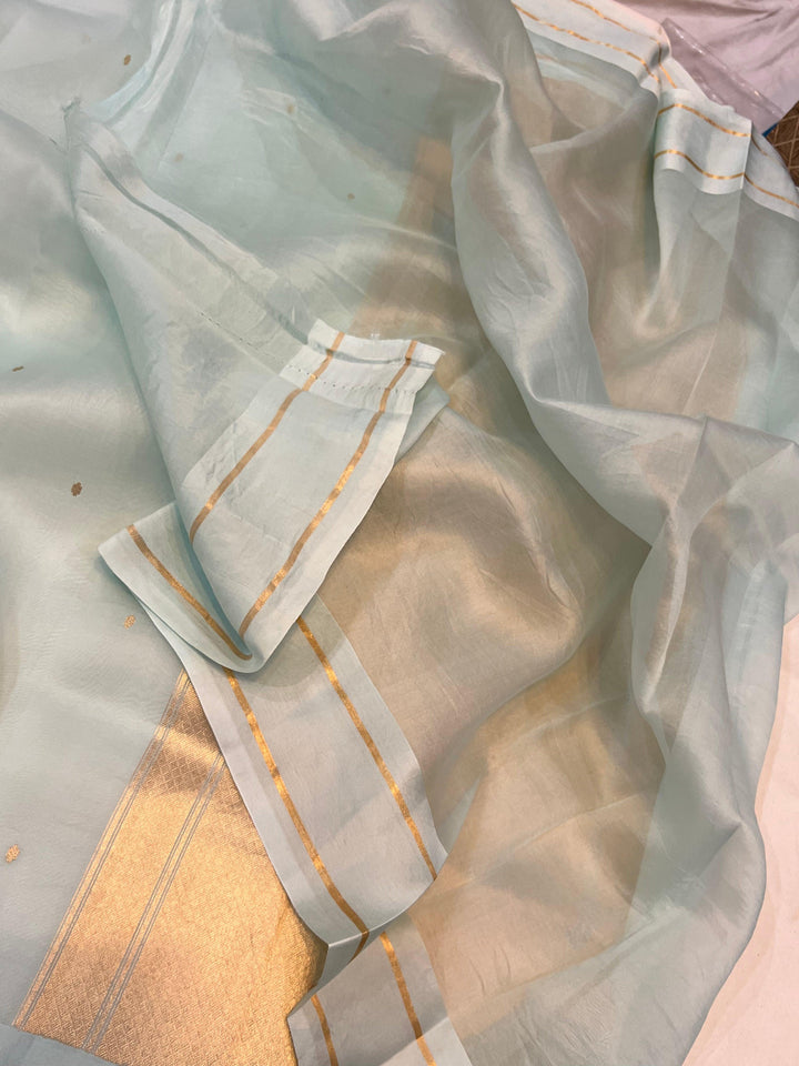 Pani Blue Pure Banarasi Handloom Silk Saree - Aura Benaras