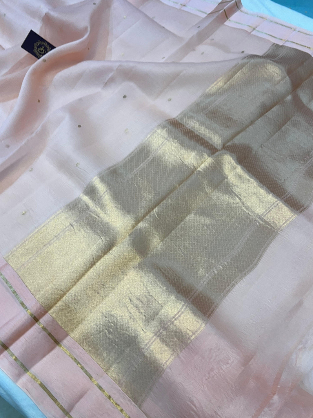 Pani Peach Pure Banarasi Handloom Silk Saree - Aura Benaras