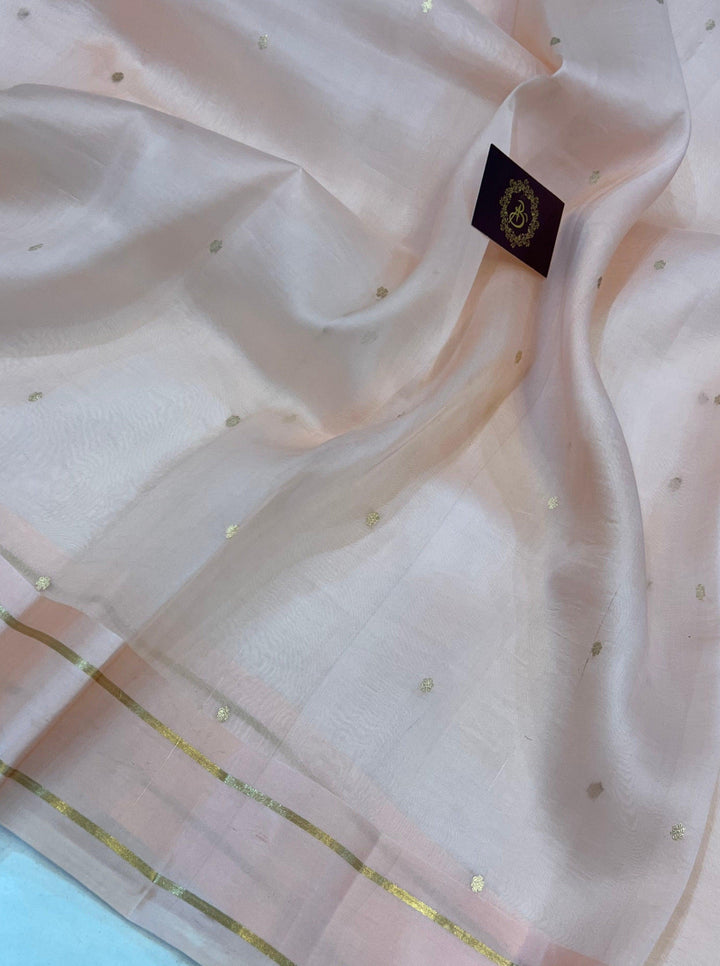 Pani Peach Pure Banarasi Handloom Silk Saree - Aura Benaras