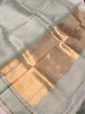 Pani Pista Pure Banarasi Handloom Silk Saree - Aura Benaras