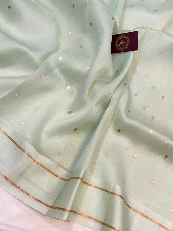 Pani Pista Pure Banarasi Handloom Silk Saree - Aura Benaras