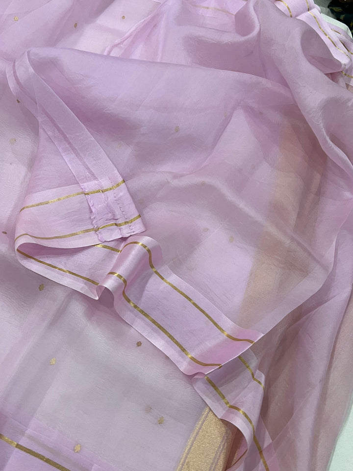 Pani Lavender Pure Banarasi Handloom Silk Saree - Aura Benaras