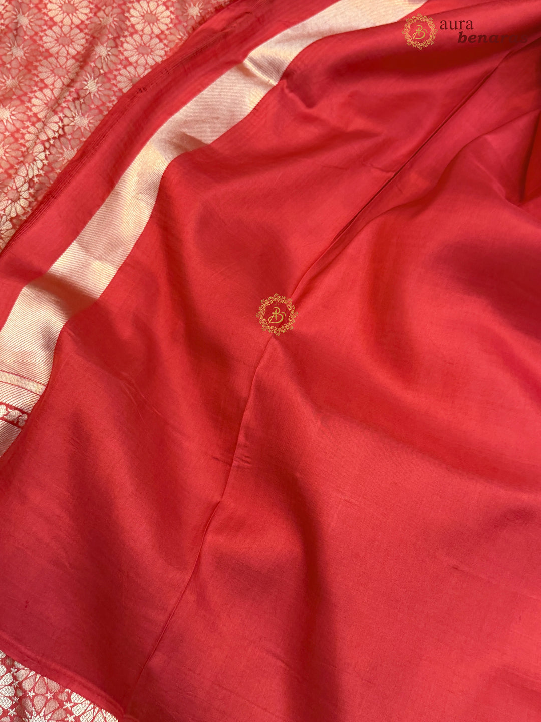 Red Katan Silk Banarasi Saree with Floral Brocade Work