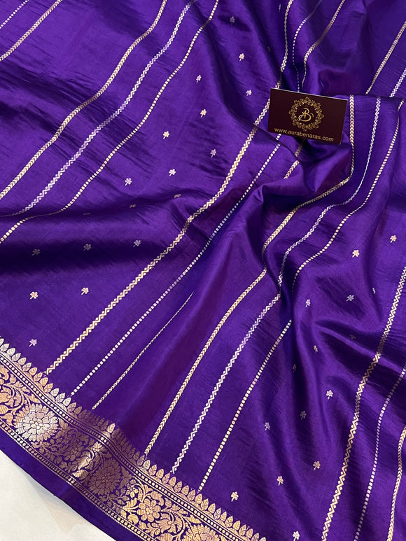 Purple Pure Banarasi Handloom Silk Saree - Aura Benaras