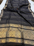 Black Pure Banarasi Handloom Silk Saree - Aura Benaras