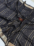 Black Pure Banarasi Handloom Silk Saree - Aura Benaras