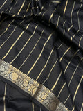 Black Pure Banarasi Handloom Silk Saree - Aura Benaras