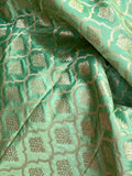 Pista Green Banarasi Handloom Katan Satin Silk Saree - Aura Benaras