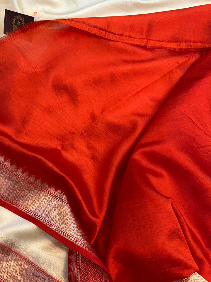 Cream Pure Banarasi Handloom Silk Saree