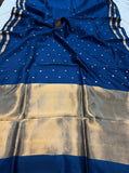 Teal Pure Banarasi Handloom Silk Saree - Aura Benaras