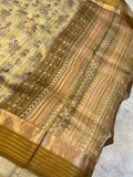 Pastel Yellow Banarasi Handloom Kora Silk Saree - Aura Benaras