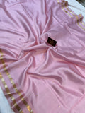 Baby Pink Pure Banarasi Handloom Silk Saree - Aura Benaras