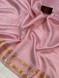 Baby Pink Pure Banarasi Handloom Silk Saree - Aura Benaras