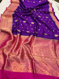 Purple Pure Banarasi Handloom Silk Saree - Aura Benaras