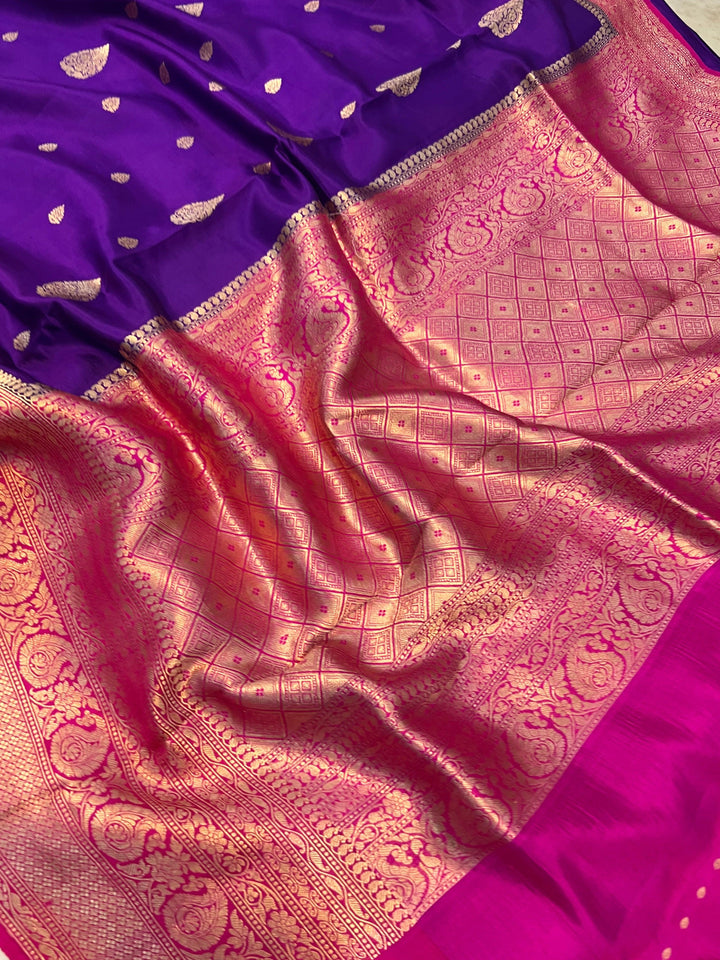 Purple Pure Banarasi Handloom Silk Saree - Aura Benaras