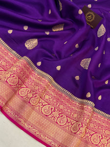 Purple Pure Banarasi Handloom Silk Saree - Aura Benaras