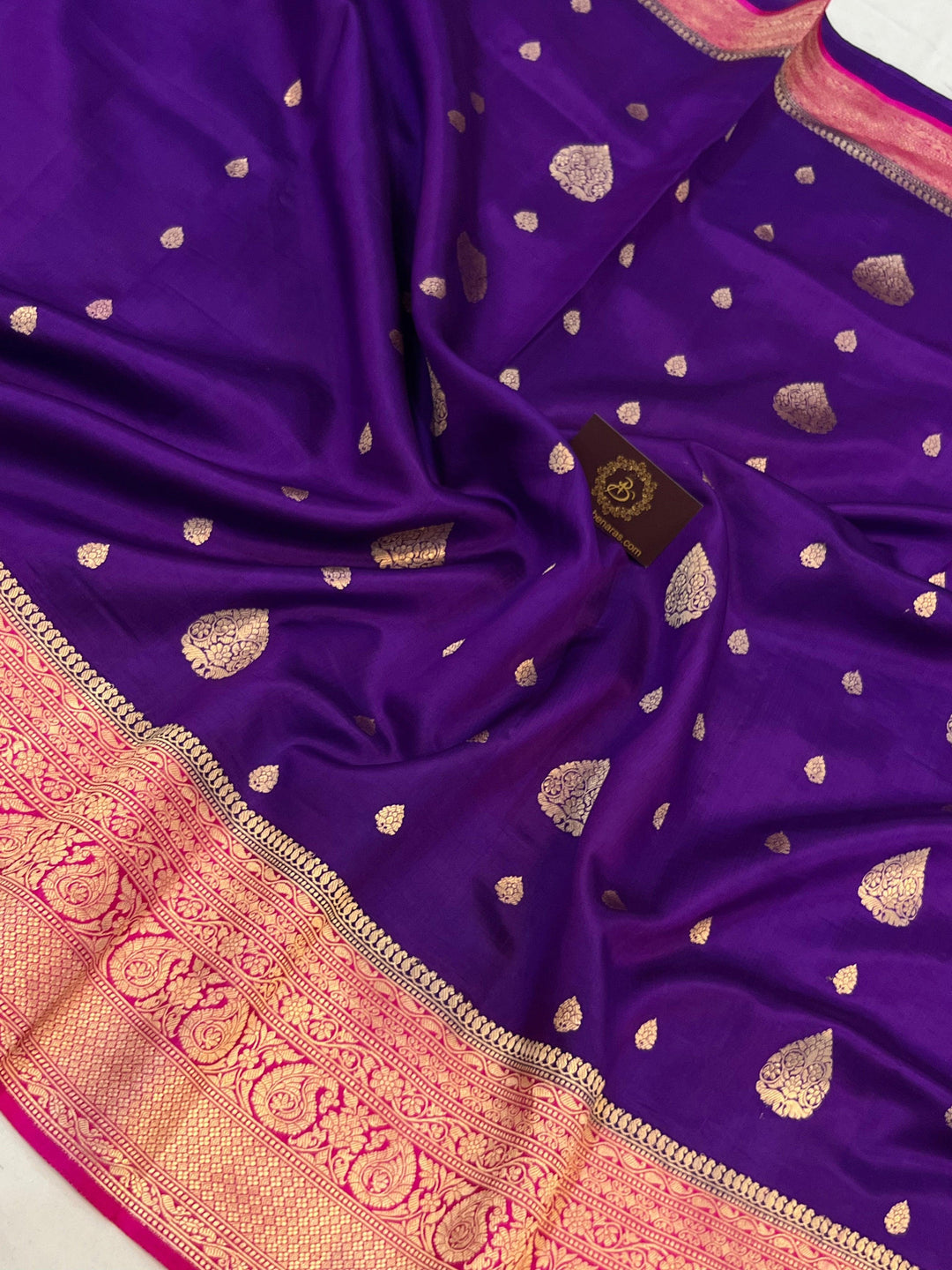 Purple Pure Banarasi Handloom Silk Saree - Aura Benaras